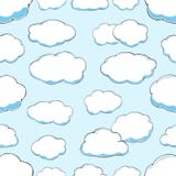 Teste padrão sem emenda das nuvens no céu azul ilustração stock Teste padrão sem emenda das nuvens no céu azul ilustração stock