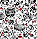 Teste padrão sem emenda de bolas do Natal com acentos vermelhos no branco ilustração royalty free Teste padrão sem emenda de bolas do Natal com acentos vermelhos no branco ilustração royalty free