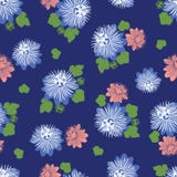 Teste padrão sem emenda do azul de índigo do vetor com folhas e a flor selvagem Apropriado para a matéria têxtil, o papel de embr ilustração royalty free Teste padrão sem emenda do azul de índigo do vetor com folhas e a flor selvagem Apropriado para a matéria têxtil, o papel de embr ilustração royalty free