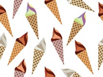 Teste padrão sem emenda do cone de gelado, teste padrão do gelado, tipos do gelado, cone de gelado de chocolate Vetor ilustração do vetor Teste padrão sem emenda do cone de gelado, teste padrão do gelado, tipos do gelado, cone de gelado de chocolate Vetor ilustração do vetor