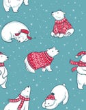 Teste padrão sem emenda do inverno com os ursos polares no estilo dos desenhos animados ilustração royalty free Teste padrão sem emenda do inverno com os ursos polares no estilo dos desenhos animados ilustração royalty free
