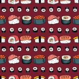 Teste padrão sem emenda do sushi ilustração stock Teste padrão sem emenda do sushi ilustração stock