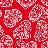Teste padrão sem emenda do vintage do dia de Valentim em um fundo vermelho ilustração royalty free Teste padrão sem emenda do vintage do dia de Valentim em um fundo vermelho ilustração royalty free