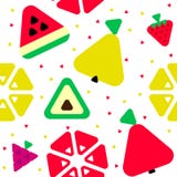 Teste padrão sem emenda dos frutos geométricos do triângulo ilustração stock Teste padrão sem emenda dos frutos geométricos do triângulo ilustração stock