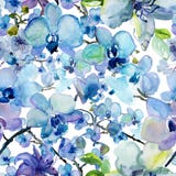 Teste padrão sem emenda floral da aquarela com flores da orquídea ilustração do vetor Teste padrão sem emenda floral da aquarela com flores da orquídea ilustração do vetor