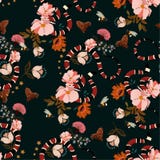 Teste padrão sem emenda, serpente na moda com o vecto do projeto gráfico das flores ilustração stock Teste padrão sem emenda, serpente na moda com o vecto do projeto gráfico das flores ilustração stock