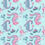 Teste padrão sem emenda tirado mão do vetor com dinossauros bonitos, ovos na decoração linear do ninho Papel de parede repetitivo ilustração do vetor Teste padrão sem emenda tirado mão do vetor com dinossauros bonitos, ovos na decoração linear do ninho Papel de parede repetitivo ilustração do vetor
