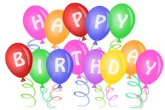 Testo di buon compleanno sugli aerostati illustrazione di stock Testo di buon compleanno sugli aerostati illustrazione di stock