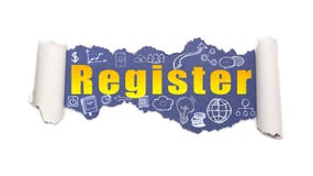 The text register behind torn white paper royalty free illustration The text register behind torn white paper royalty free illustration