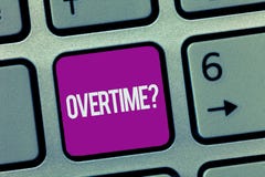 Text sign showing Overtime question. Conceptual photo Time worked in addition to regular working hours stock images Text sign showing Overtime question. Conceptual photo Time worked in addition to regular working hours stock images