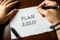 Text sign showing Plan 2020. Conceptual photo detailed proposal doing achieving something next year Close up view male royalty free stock photos Text sign showing Plan 2020. Conceptual photo detailed proposal doing achieving something next year Close up view male royalty free stock photos