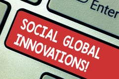 Text sign showing Social Global Innovations. Conceptual photo new concepts that meets social global needs Keyboard key stock image Text sign showing Social Global Innovations. Conceptual photo new concepts that meets social global needs Keyboard key stock image