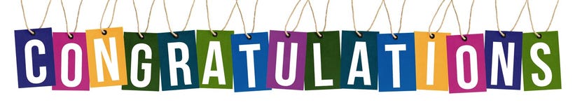 Texto de la enhorabuena en etiquetas del multicolor Texto de la enhorabuena en etiquetas del multicolor