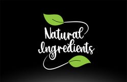 Texto natural de la palabra de los ingredientes con diseño verde del icono del logotipo de la hoja stock de ilustración Texto natural de la palabra de los ingredientes con diseño verde del icono del logotipo de la hoja stock de ilustración