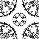 Textura inconsútil con los ornamentos redondos en monocromo stock de ilustración Textura inconsútil con los ornamentos redondos en monocromo stock de ilustración