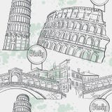 Textura sem emenda com o arhitekturi Itália da imagem O coliseu, a ponte do Ri-alto, a torre de Pisa ilustração stock Textura sem emenda com o arhitekturi Itália da imagem O coliseu, a ponte do Ri-alto, a torre de Pisa ilustração stock
