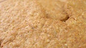 Texture of baked homemade oatmeal cookies. Macro.