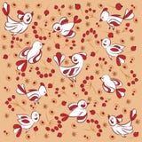 Texture Birds_berries_beige-pink_background illustration libre de droits Texture Birds_berries_beige-pink_background illustration libre de droits