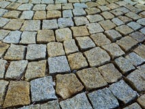 Textured And Rustic Cube Quartz Stone Pavement Detail Of Square Shapes Loosely Set Royalty Free Stock Images