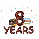 8th Anniversary celebration, with gift cake. Vector illustration stock illustration 8th Anniversary celebration, with gift cake. Vector illustration stock illustration