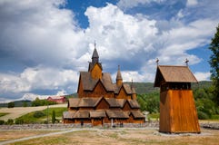 Heddal Stave Church with Bell tower Telemark Norway Scandanavia stock images Heddal Stave Church with Bell tower Telemark Norway Scandanavia stock images