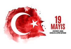 19th may commemoration of Ataturk, youth and sports day Turkish Speak: 19 mayis Ataturk`u anma, genclik ve spor bayrami stock illustration 19th may commemoration of Ataturk, youth and sports day Turkish Speak: 19 mayis Ataturk`u anma, genclik ve spor bayrami stock illustration