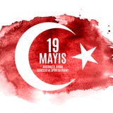 19th may commemoration of Ataturk, youth and sports day Turkish Speak: 19 mayis Ataturk`u anma, genclik ve spor bayrami stock illustration 19th may commemoration of Ataturk, youth and sports day Turkish Speak: 19 mayis Ataturk`u anma, genclik ve spor bayrami stock illustration