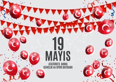 19th may commemoration of Ataturk, youth and sports day Turkish Speak: 19 mayis Ataturk`u anma, genclik ve spor bayrami stock illustration 19th may commemoration of Ataturk, youth and sports day Turkish Speak: 19 mayis Ataturk`u anma, genclik ve spor bayrami stock illustration