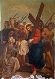 6th stationer av korset, Veronica torkar framsidan av Jesus royaltyfria bilder 6th stationer av korset, Veronica torkar framsidan av Jesus royaltyfria bilder