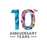 10th леты годовщины резюмируют цвет треугольника современный полный иллюстрация штока 10th леты годовщины резюмируют цвет треугольника современный полный иллюстрация штока