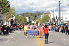 Thai Community banner and marchers at the Golden Dragon Parade, celebrating the Chinese New Year stock photo Thai Community banner and marchers at the Golden Dragon Parade, celebrating the Chinese New Year stock photo