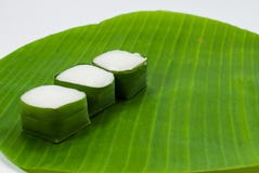 Thai Dessert Sweet Coconut Milk On Banana Leaf (Kanom Tako) Royalty Free Stock Photo
