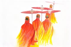 Thai Monks On White Background Stock Photography Thai Monks On White Background Stock Photography