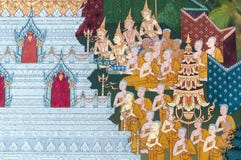 Thai Mural Painting On The Wall, Wat Pho, Bangkok, Thailand Thai Mural Painting On The Wall, Wat Pho, Bangkok, Thailand