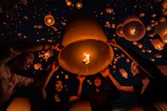 Thai People Floating Lamp Royalty Free Stock Photography Thai People Floating Lamp Royalty Free Stock Photography