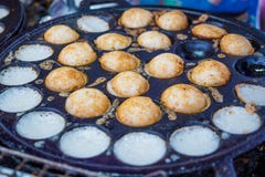 Thai traditional sweet takoyaki stock photo Thai traditional sweet takoyaki stock photo