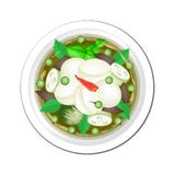 Thaise Groene Kerrie met Vissenballen en Aubergine stock illustratie Thaise Groene Kerrie met Vissenballen en Aubergine stock illustratie