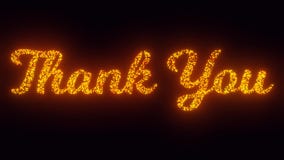 Thank You Text on Black Background, 3 Fonts Versions Flying Sparks,  Particles 2D Animation Stock Footage - Video of invitation, jpeg: 150811488