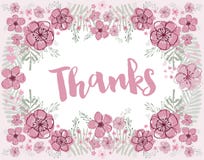 Thanks vector pink and burgundy floral wreath vector illustration Thanks vector pink and burgundy floral wreath vector illustration