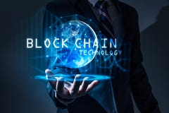 The Abstract Image Of The Business Man Hold The Blockchain Hologram On Hand And Element Of This Image Furnished By Nasa. Royalty Free Stock Image The Abstract Image Of The Business Man Hold The Blockchain Hologram On Hand And Element Of This Image Furnished By Nasa. Royalty Free Stock Image