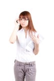 The Beautiful Girl Wearing Spectacles With Documen Royalty Free Stock Image