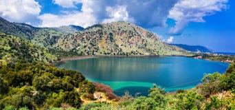 The Beautiful Lake Kournas In Chania Crete . Greece Royalty Free Stock Photo