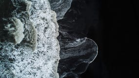 The Black Sand Beach In Iceland. Sea Aerial View And Top View. A Stock Images The Black Sand Beach In Iceland. Sea Aerial View And Top View. A Stock Images