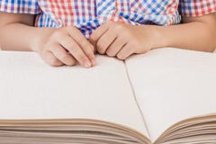The Blind Boy Is Reading A Book Written On Braille. Stock Images The Blind Boy Is Reading A Book Written On Braille. Stock Images