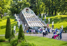 The Chess Mountain Cascade In The Lower Garden Of Peterhof Royalty Free Stock Photo