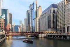 The Chicago River Serves As The Main Link. Stock Image