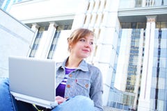 The Female With The Notebook Royalty Free Stock Image The Female With The Notebook Royalty Free Stock Image