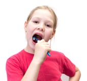 The Girl Brushes Teeth A Brush Stock Photo The Girl Brushes Teeth A Brush Stock Photo