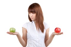 The Girl With Apples Stock Image