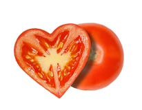 The Half Of The Tomatoes In The Form Of Heart Stock Photo